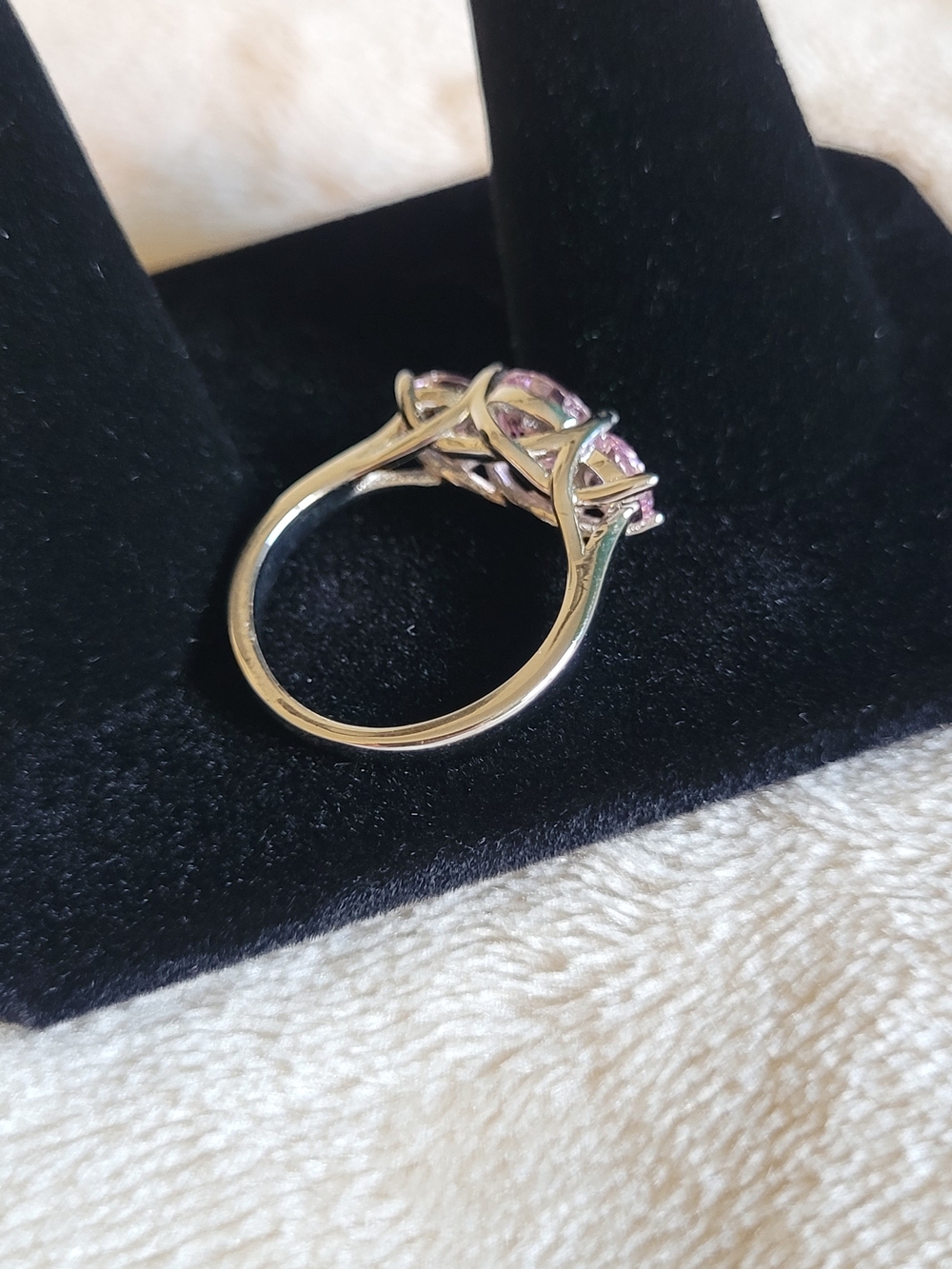 Three-Stone Pink Cubic Zirconia Ring - Women Jewelry - Picture 3 of 5